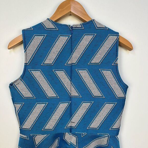 Opening Ceremony Fit & Flare Sleeveless Mini Dress Blue White Pattern women’s L - Picture 7 of 15